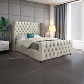 Harmony Straight Curved Top Upholstered Soft Velvet Bed Frame