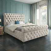 Savanna Sleigh Upholstered Soft Velvet Bed Frame