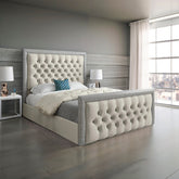 Skyline Glitter Border Upholstered Soft Velvet Bed Frame