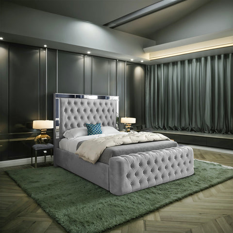 Everwood Mirror Upholstered Soft Velvet Bed Frame