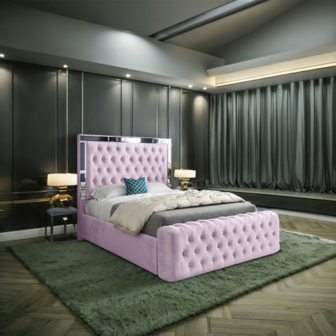 Everwood Mirror Upholstered Soft Velvet Bed Frame