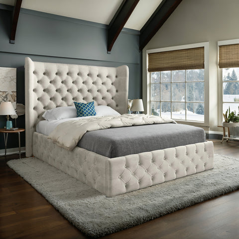 Onyx Wide Winged Upholstered Soft Velvet Bed Frame
