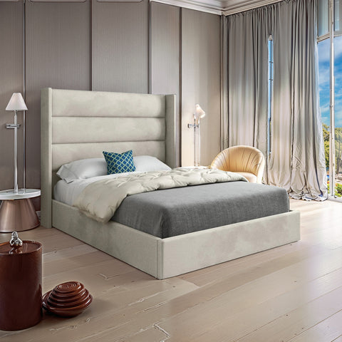 Meridian Straight Winged Upholstered Soft Velvet Bed Frame