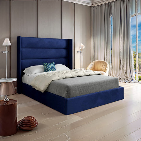 Meridian Straight Winged Upholstered Soft Velvet Bed Frame