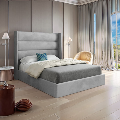 Meridian Straight Winged Upholstered Soft Velvet Bed Frame