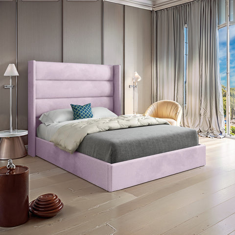 Meridian Straight Winged Upholstered Soft Velvet Bed Frame