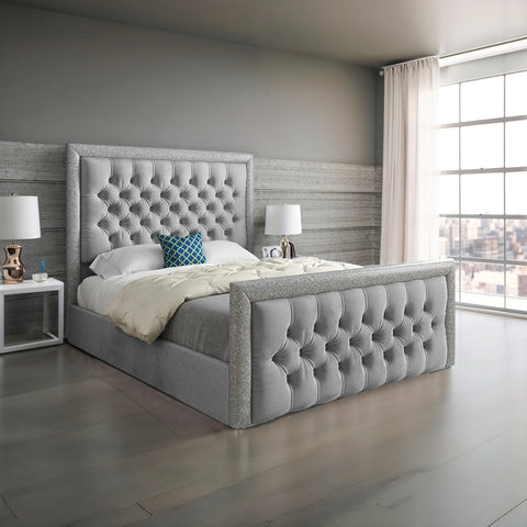 Skyline Glitter Border Upholstered Soft Velvet Bed Frame