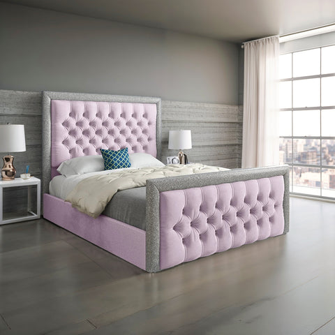 Skyline Glitter Border Upholstered Soft Velvet Bed Frame