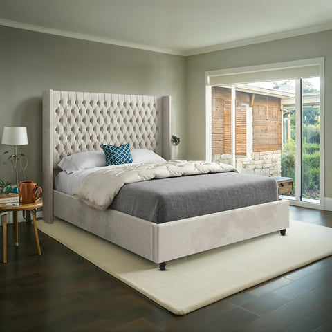 Mirage Straight Winged Upholstered Soft Velvet Bed Frame