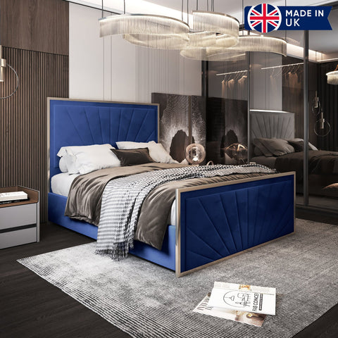 Rosalina Upholstered Soft Velvet Metal Bed Frame