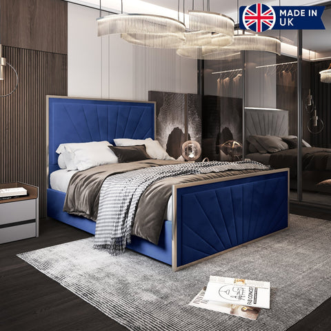 Rosalina Upholstered Soft Velvet Metal Bed Frame