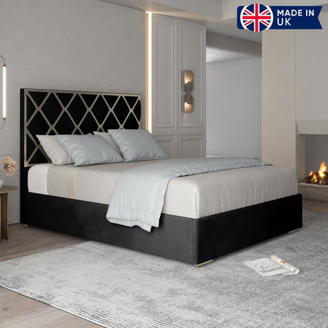Abigail Upholstered Soft Velvet Metal Bed Frame