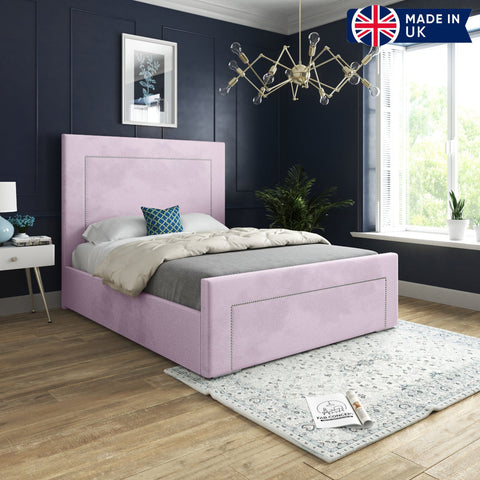Abigail Upholstered Soft Velvet Metal Bed Frame