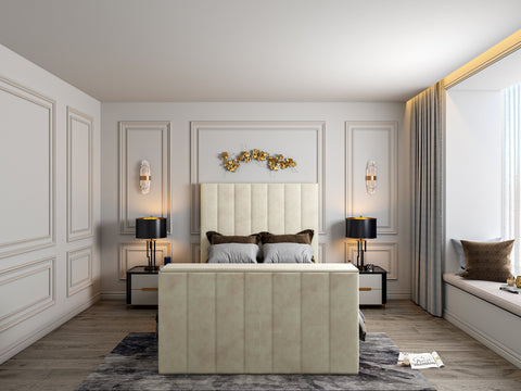 Greenport Upholstered Soft Velvet Line Tv Bespoke Bed Frame