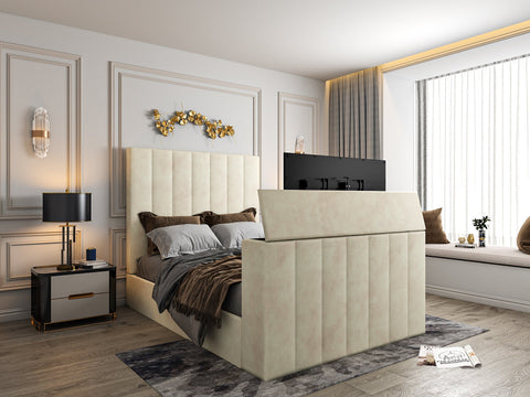 Greenport Upholstered Soft Velvet Line Tv Bespoke Bed Frame