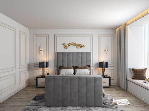 Greenport Upholstered Soft Velvet Line Tv Bespoke Bed Frame