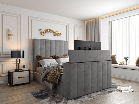 Greenport Upholstered Soft Velvet Line Tv Bespoke Bed Frame