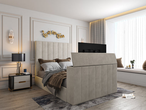 Greenport Upholstered Soft Velvet Line Tv Bespoke Bed Frame