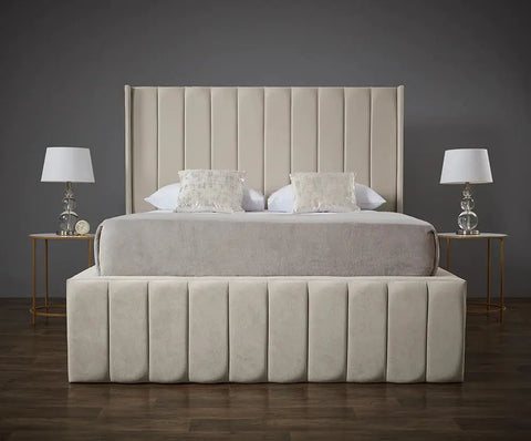 Eclipse Straight Winged Upholstered Soft Velvet Bed Frame